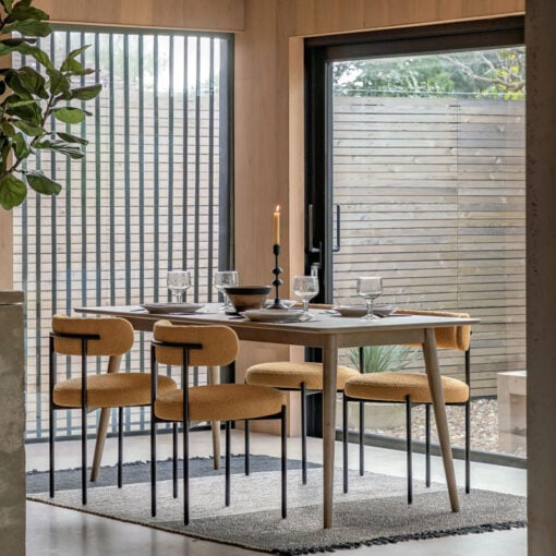 Rustic Scandi Japandi Smoked Light Oak Wood 6 Seater Rectangular Dining Table 180cm