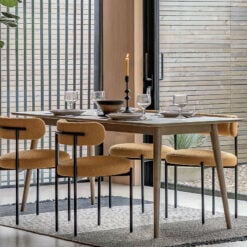 Rustic Scandi Japandi Smoked Light Oak Wood 6 Seater Rectangular Dining Table 180cm