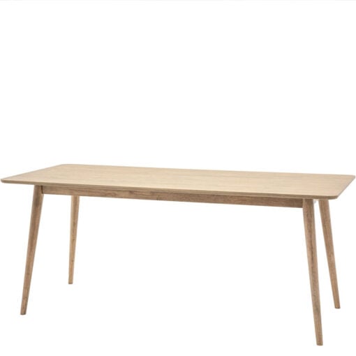 Rustic Scandi Japandi Smoked Light Oak Wood 6 Seater Rectangular Dining Table 180cm