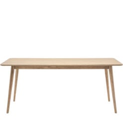 Rustic Scandi Japandi Smoked Light Oak Wood 6 Seater Rectangular Dining Table 180cm