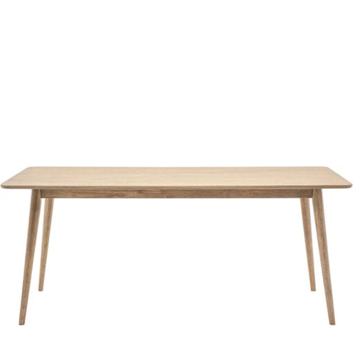 Rustic Scandi Japandi Smoked Light Oak Wood 6 Seater Rectangular Dining Table 180cm