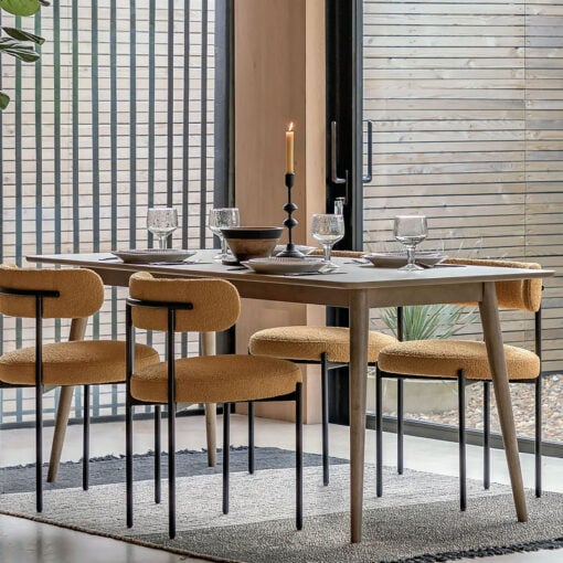 Scandi Rectangle Small Table Rustic Scandi Japandi Smoked Light Oak Wood 6 Seater Rectangular Dining ...