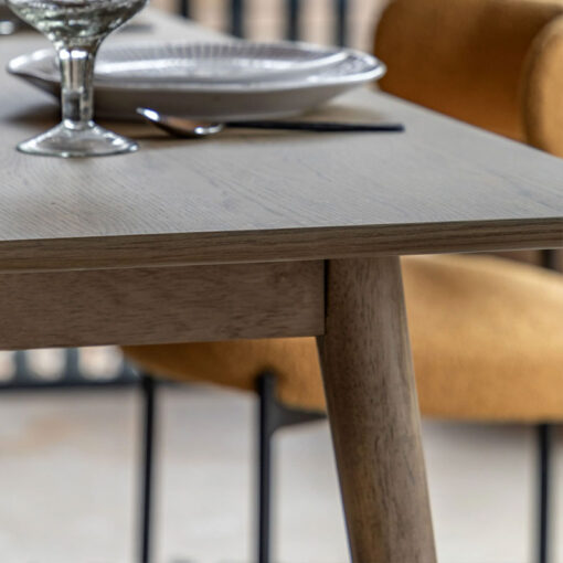 Rustic Scandi Japandi Smoked Light Oak Wood 6 Seater Rectangular Dining Table 180cm