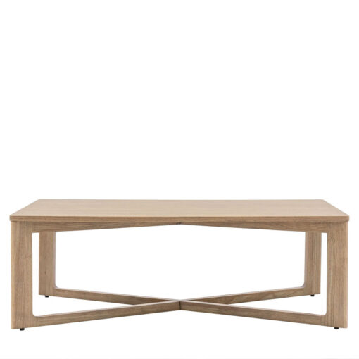 Rustic Scandi Japandi Smoked Light Oak Wood Large Rectangular Coffee Table 120cm