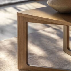 Rustic Scandi Japandi Smoked Light Oak Wood Large Rectangular Coffee Table 120cm