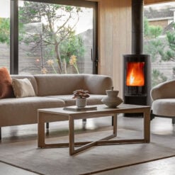 Rustic Scandi Japandi Smoked Light Oak Wood Large Rectangular Coffee Table 120cm