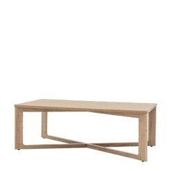 Rustic Scandi Japandi Smoked Light Oak Wood Large Rectangular Coffee Table 120cm