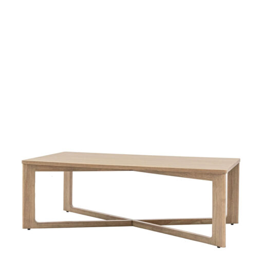 Rustic Scandi Japandi Smoked Light Oak Wood Large Rectangular Coffee Table 120cm