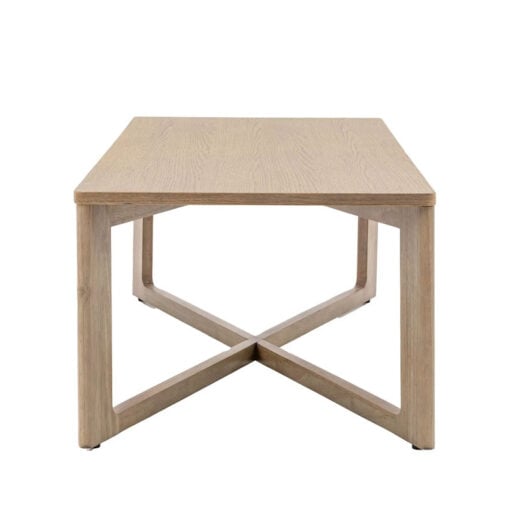 Rustic Scandi Japandi Smoked Light Oak Wood Large Rectangular Coffee Table 120cm