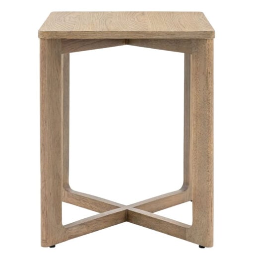 Rustic Scandi Japandi Smoked Light Oak Wood Square Side Table