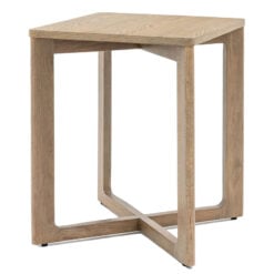 Rustic Scandi Japandi Smoked Light Oak Wood Square Side Table