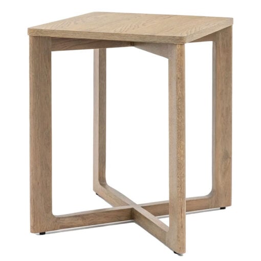 Rustic Scandi Japandi Smoked Light Oak Wood Square Side Table
