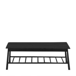 Rustic Scandi Japandi Solid Black Oak Wood 2 Tier Rectangular Large Coffee Table 120cm