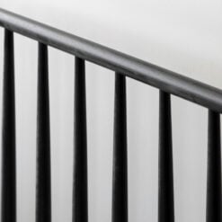 Rustic Scandi Japandi Solid Black Oak Wood Spindle Headboard King Size Bed Frame