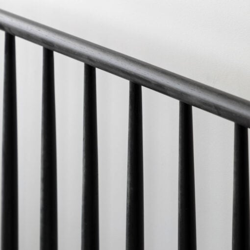 Rustic Scandi Japandi Solid Black Oak Wood Spindle Headboard King Size Bed Frame