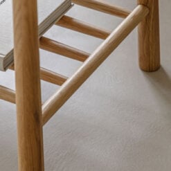 Rustic Scandi Japandi Solid Light Oak Wood 2 Tier Spindle Shelf Square Side Table