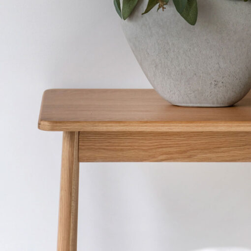 Rustic Scandi Japandi Solid Light Oak Wood Console Table 110cm