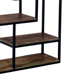 6 Tier Large Open Industrial Black Metal And Solid Wood Shelving Display Unit Bookcase 203cm