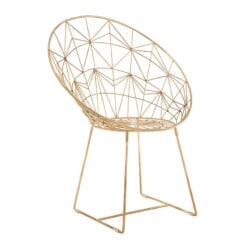 Art Deco Boho Geometric Gold Metal Wire Dining Chair Accent Chair