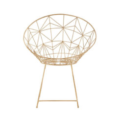 Art Deco Boho Geometric Gold Metal Wire Dining Chair Accent Chair