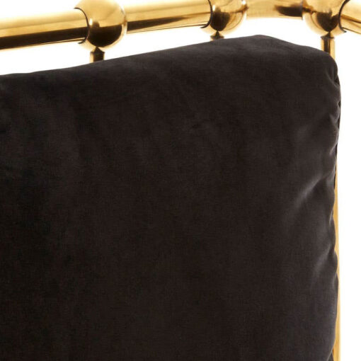 Art Deco Gold Metal And Black Velvet Tubular Design 2 Seater Sofa 170cm