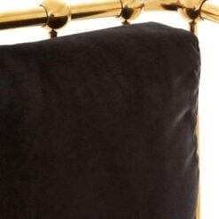 Art Deco Gold Metal And Black Velvet Tubular Design 3 Seater Sofa 210cm