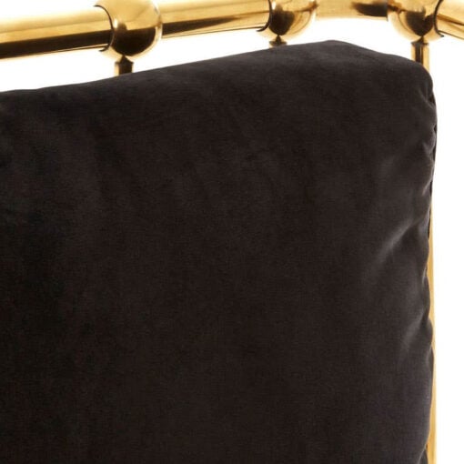 Art Deco Gold Metal And Black Velvet Tubular Design Armchair Accent Chair