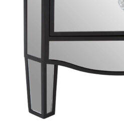 Art Deco Mirrored 3 Drawer Bedside Cabinet With Black Trim Detail