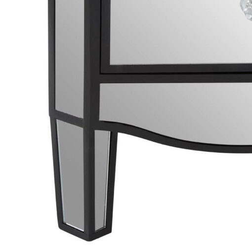 Art Deco Mirrored 3 Drawer Bedside Cabinet With Black Trim Detail