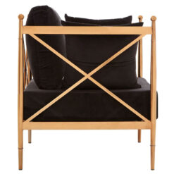 Art Deco Rose Gold And Black Velvet Armchair Accent Chair