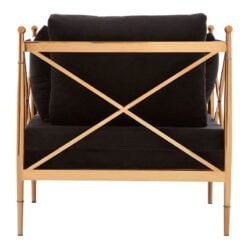 Art Deco Rose Gold And Black Velvet Armchair Accent Chair