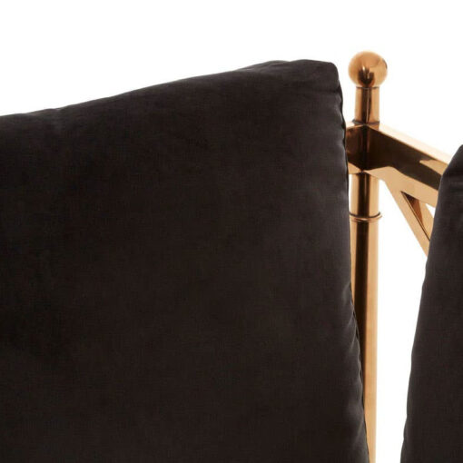 Art Deco Rose Gold Metal And Black Velvet Armchair Accent Chair