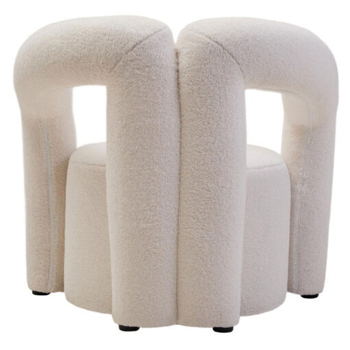 Boho Ivory White Boucle Abstract Statement Chair Armchair Accent Chair