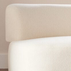 Boho Luxury Cream White Linen Armless Curved Large 3 Seater Sofa 283cm