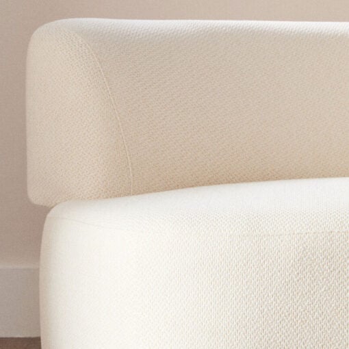 Boho Luxury Cream White Linen Armless Curved Large 3 Seater Sofa 283cm