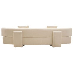 Boho Luxury Cream White Linen Armless Curved Large 3 Seater Sofa 283cm