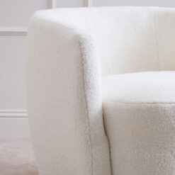Boho Modern Ivory White Boucle Swivel Tub Armchair Accent Chair