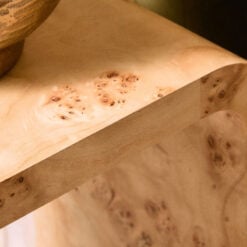 Boho Rustic Curved Light Burl Wood Side Table End Table