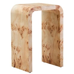 Boho Rustic Curved Light Burl Wood Side Table End Table