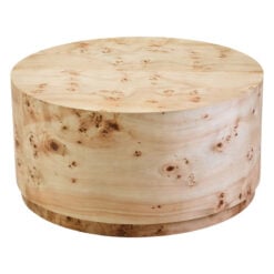 Boho Rustic Light Burl Wood Round Coffee Table 80cm