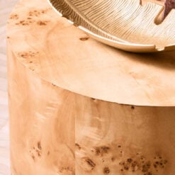 Boho Rustic Light Burl Wood Round Side Table End Table