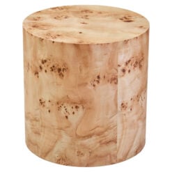 Boho Rustic Light Burl Wood Round Side Table End Table