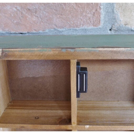 Boho Rustic Solid Light Fir Wood And Glass Multi Compartment Apothecary Style Wall Display Cabinet Wall Shelf 90cm