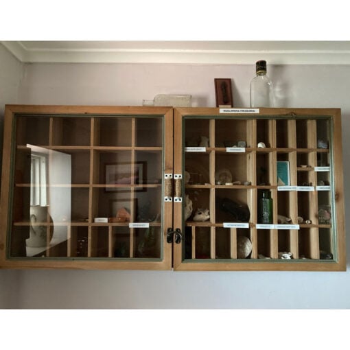 Boho Rustic Solid Light Fir Wood And Glass Multi Compartment Apothecary Style Wall Display Cabinet Wall Shelf 90cm