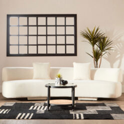 Boho Solid Black Elm Wood Round 2 Tier Coffee Table With A Glass Top And Rattan Cane Lower Shelf 67cm