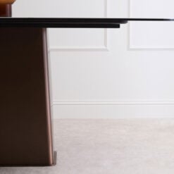 Brushed Bronze Metal And White Marble Effect Ceramic 6 Seater Rectangular Dining Table 180cm