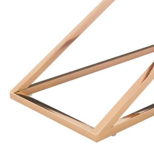Contemporary Cross Base Rose Gold Metal And Smoked Glass Large Rectangular Console Table 130cm