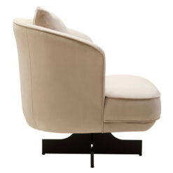 Cream Velvet And Black Metal Swivel Armchair Accent Chair