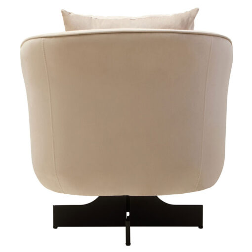 Cream Velvet And Black Metal Swivel Armchair Accent Chair