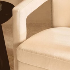 Cream Velvet And Black Metal Swivel Studded Armchair Accent Chair